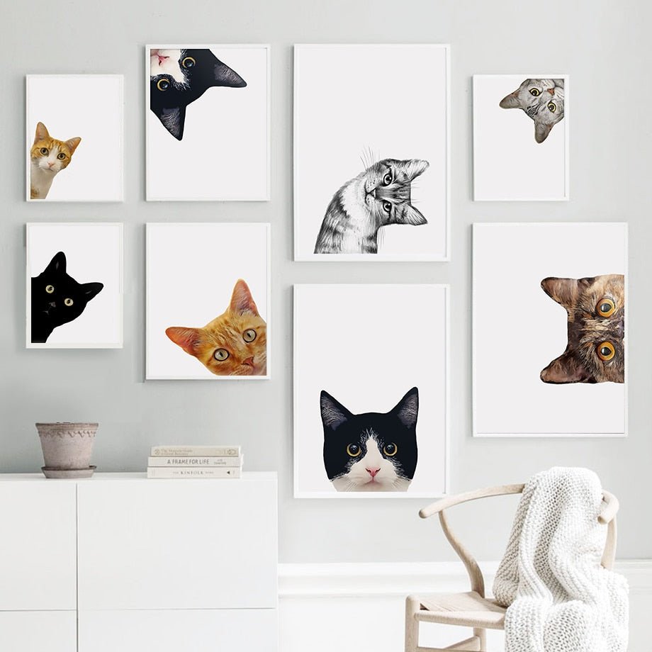 Minimalist cat portrait canvas premium quality for home