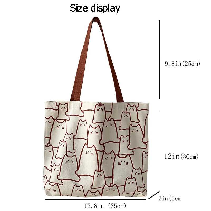 Minimalist tote cat bag adorable canvas shopping bag for cat lover simple deign cat carry bag