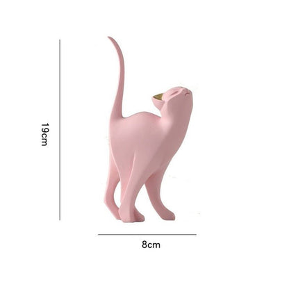 Minimalist Nordic pink cat figurine sculpture for home