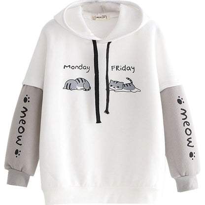 the front view of a hoodie made for cat lovers to wear on casual days
