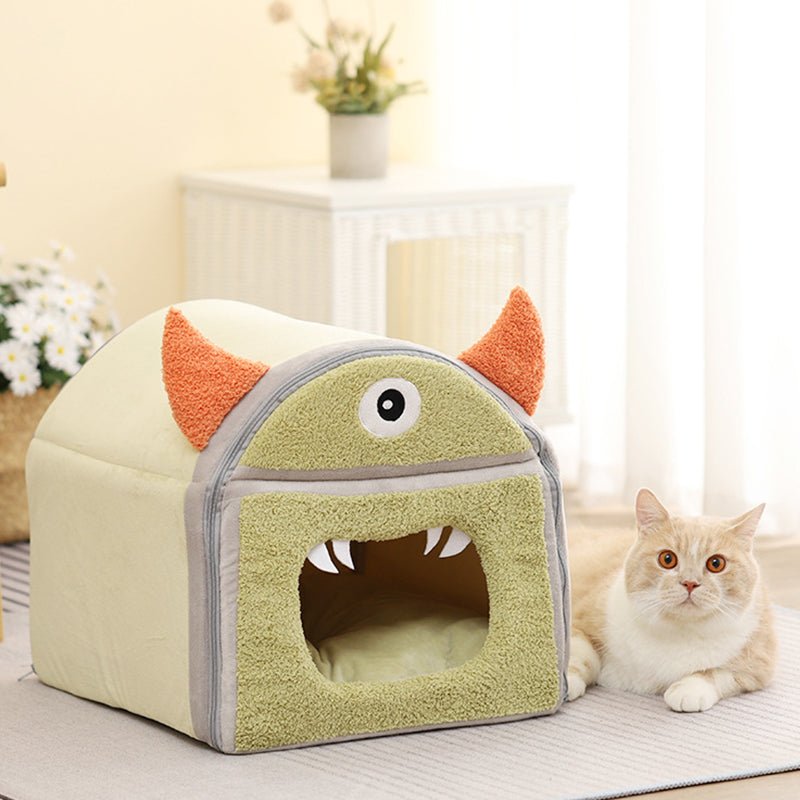 cat bed that looks like a cat house which keeps cat warm all day