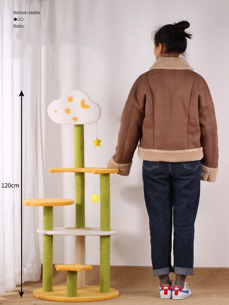 Cosmic Cat Tree Perfectly Dreamy Cloud Cat Tree | Moon and Stars 4-Layer Cat Tree ...