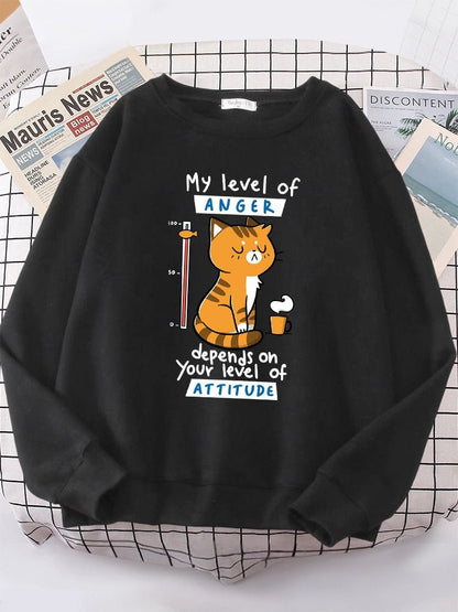'My level of anger' Funny Cat Sweatshirt