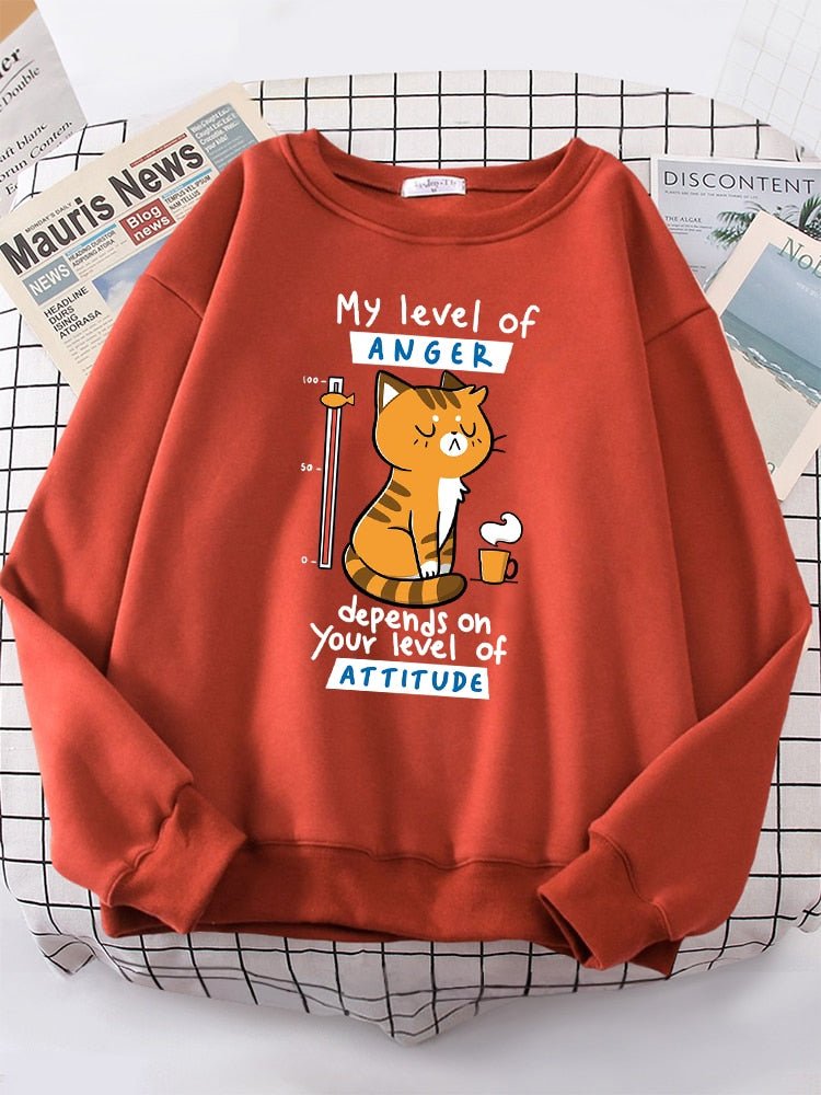 a red cute cat sweaters with angry cat picture