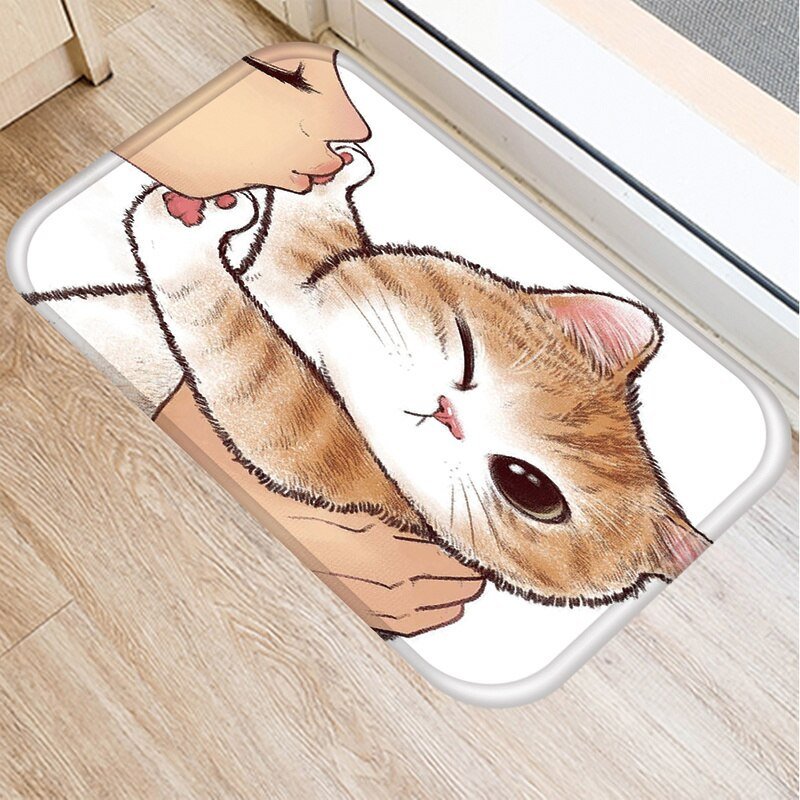 No Kissing' adorable cat print carpet cat rug