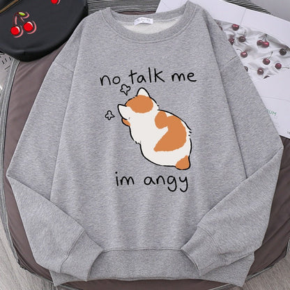 no talk me i m angry gray color cute cat sweater for cat lover
