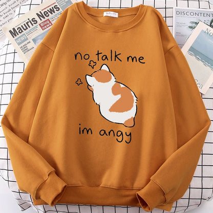 no talk me i m angry brown color funny cat sweater for cat mom
