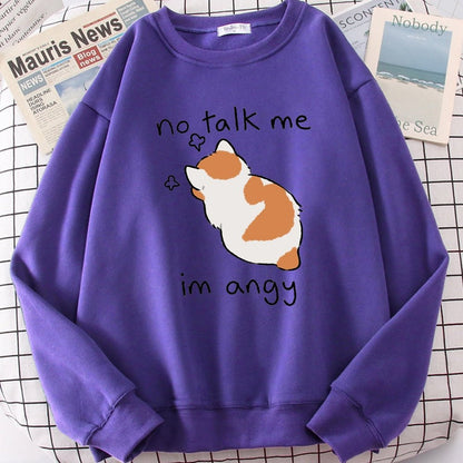 purple color no talk me i m angry cat sweatshirt for female