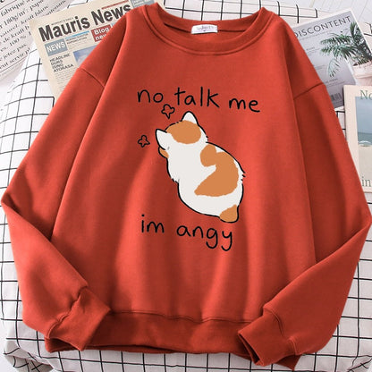 brick red color no talk me i m angry cat sweatshirt for cat lady