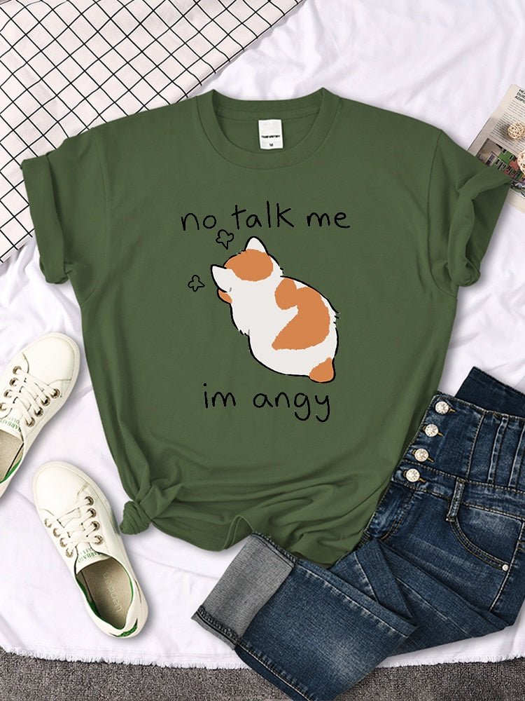 'No Talk Me i m angy' Funny Cat T-Shirt
