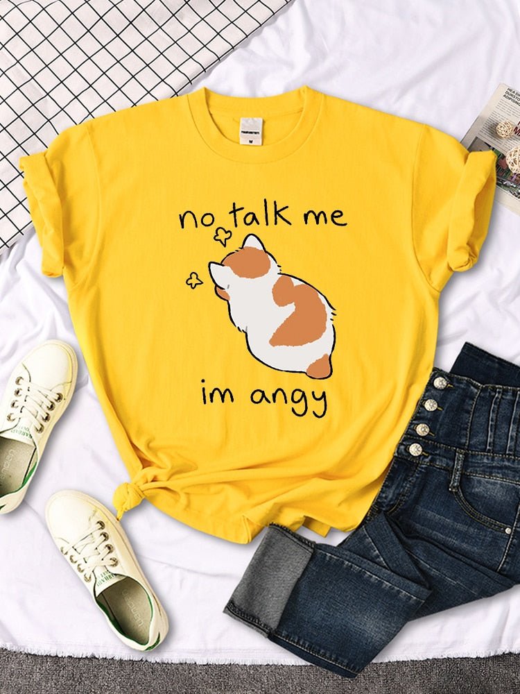'No Talk Me i m angy' Funny Cat T-Shirt