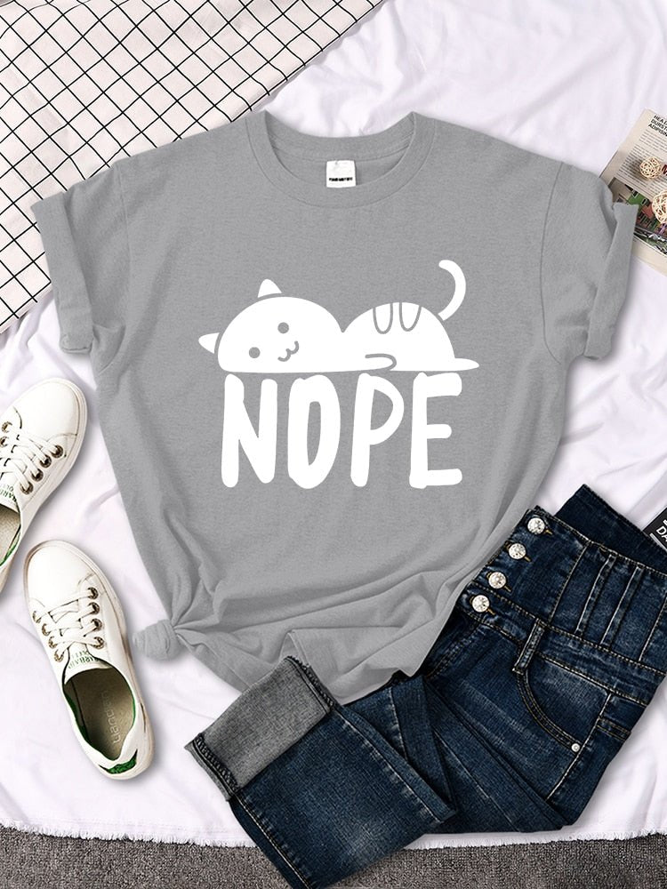 'Nope' Funny Female Cat t-Shirt