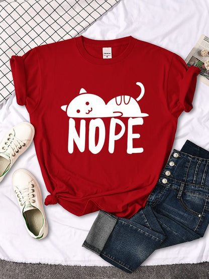 simple red and white design for female cat t shirts