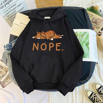hoodie in black color featuring an orange cat with stripes laying down and lazy for cat lovers