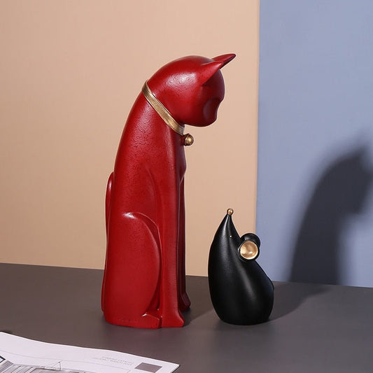 Luxury Nordic Cat and Mouse Sculpture Set for modern homes
