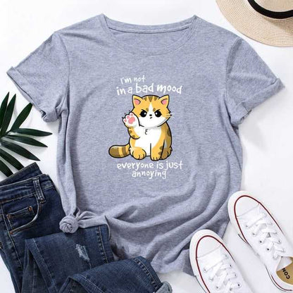 cat t shirts for women in light grey color