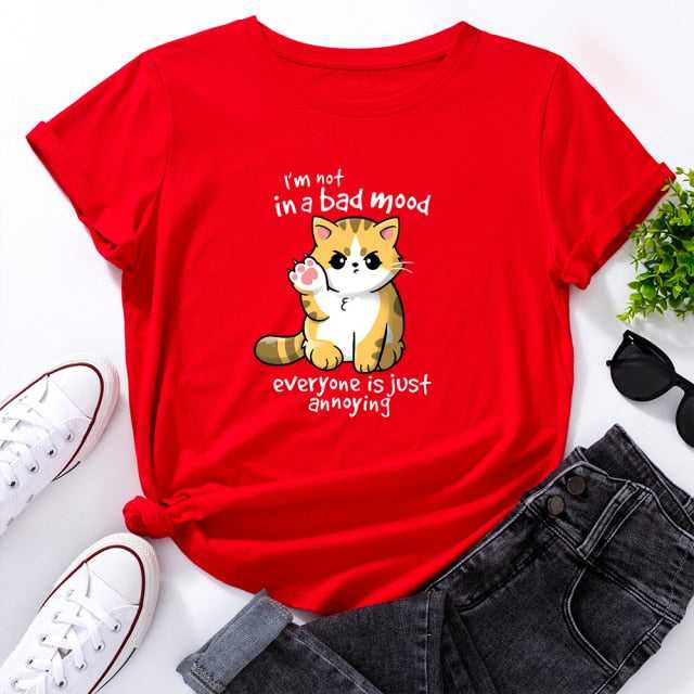 red color cat lovers shirt with cute design