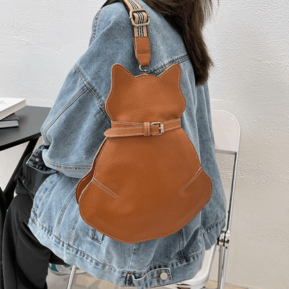 tan color kitty bags in cat shape comes with cross body strap