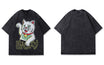 Oversize Streetwear Lucky Cat Graphic T-Shirt