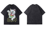 Oversize Streetwear Lucky Cat Graphic T-Shirt