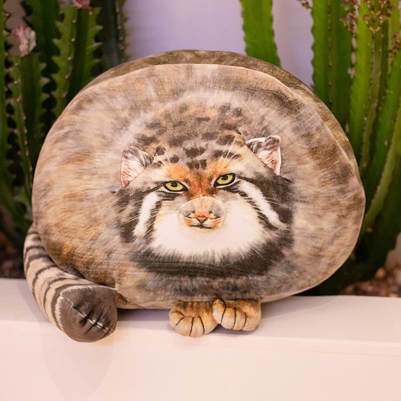 Humorously designed fat cat plushie with an irresistibly long tail, inspired by manul a feline