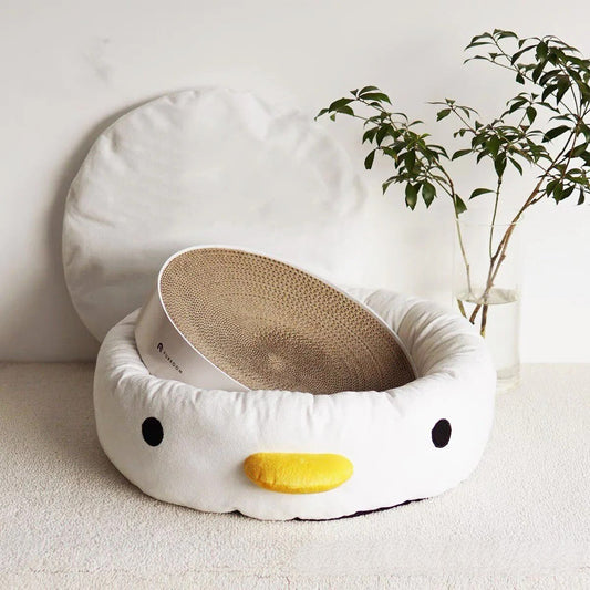 cute round bed for cat that looks kawaii with a minimalist penguin style design