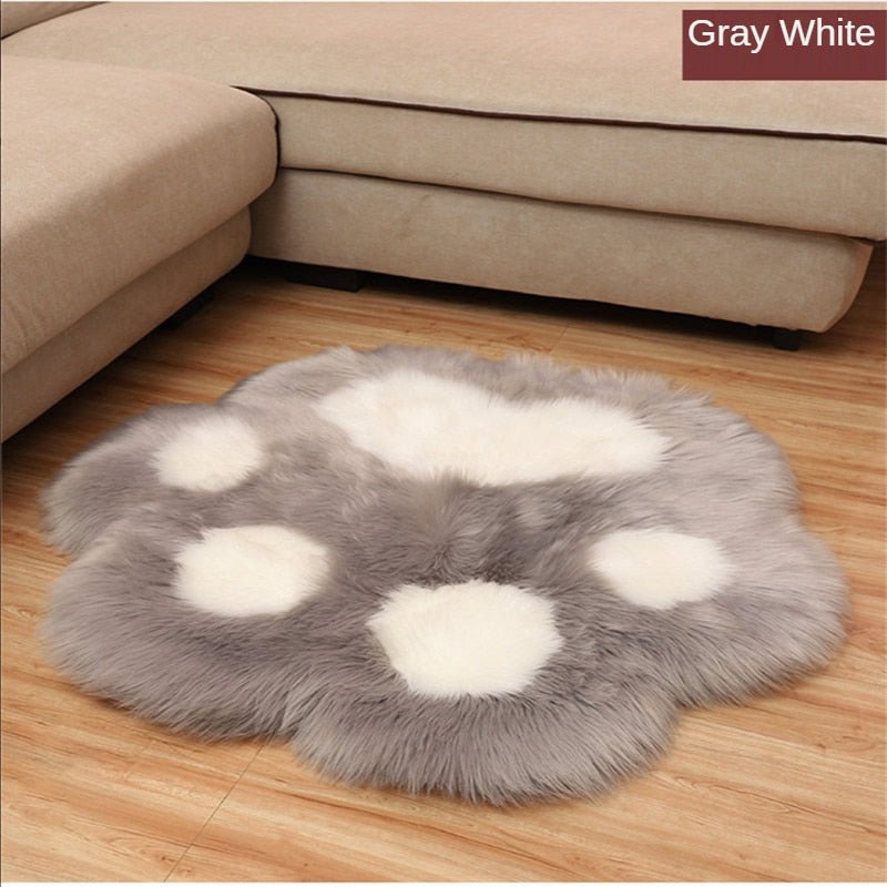 Pet paw design carpet cat rug in fluffy soft plush