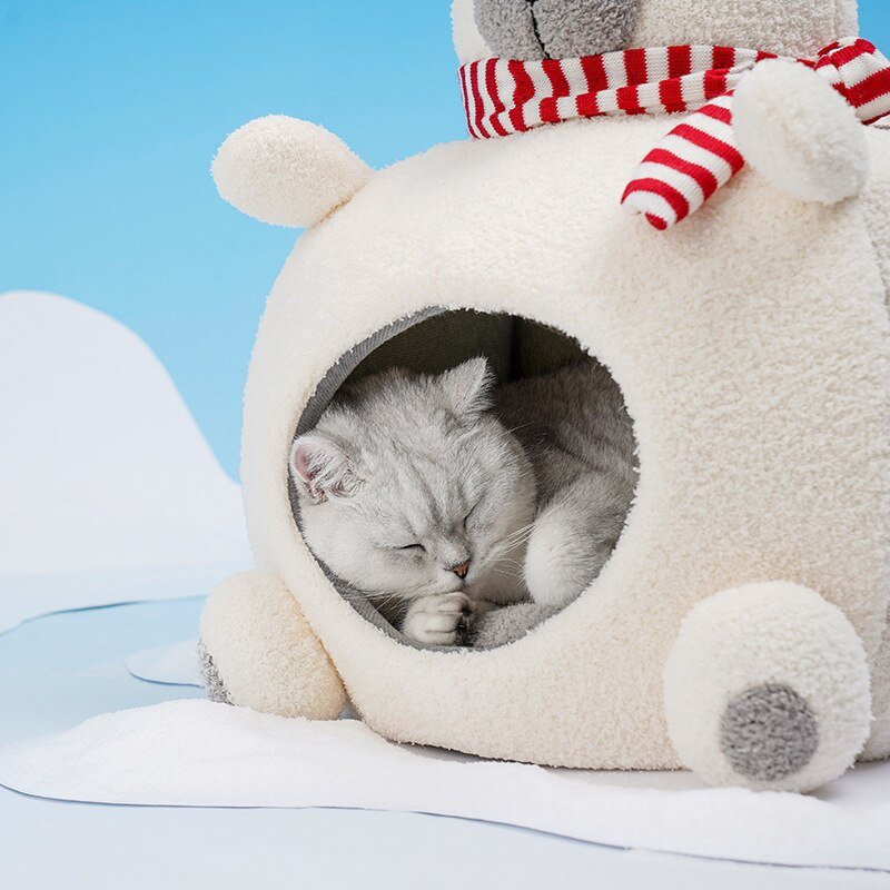 high quality enclosed cat bed in cartoon design