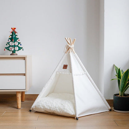 white color tiny tents for cats with cushion