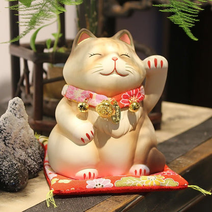 Premium quality Japanese lucky cat figurine with mat