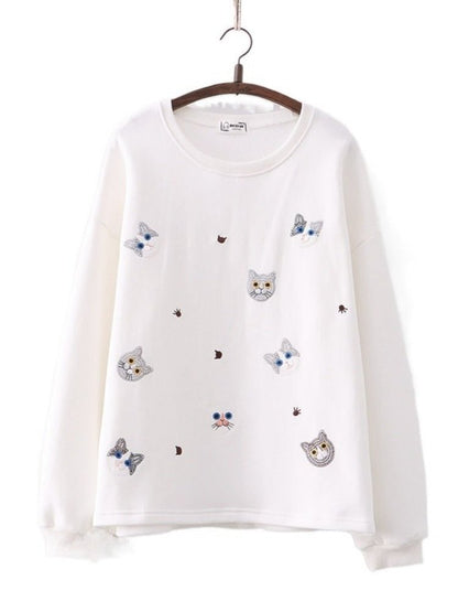 a white color cat sweaters for humans with cats design