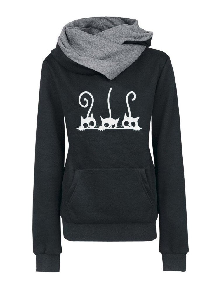 Pullover female cat hoodie for cat lover