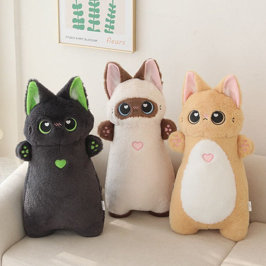 three big ears cute cat plushies in different colors for living room chill