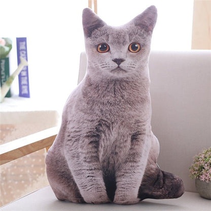 a gray cat plush of british shorthair that looks real