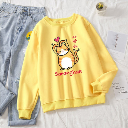 yellow kawaii cat sweatshirt  cute cat sweaters
