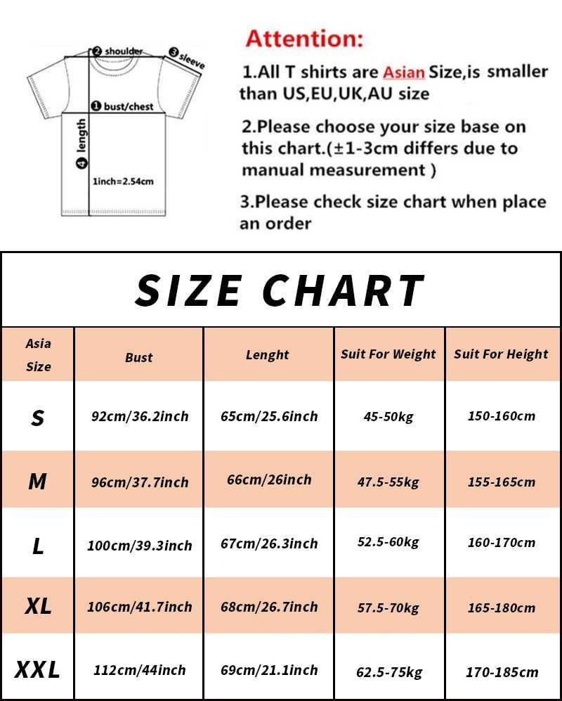 size chart of simple graphic cat mom t-shirt