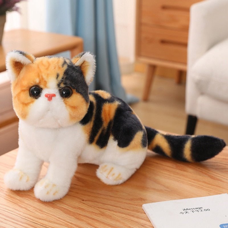 Sitting pose fluffy realistic cat plush