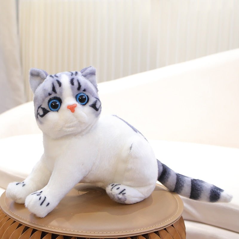 Sitting pose fluffy realistic cat plush