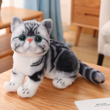 Sitting pose fluffy realistic cat plush