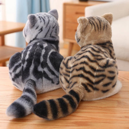 Sitting pose fluffy realistic cat plush