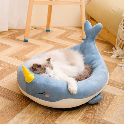 The Narwhal whale shape cute cat bed