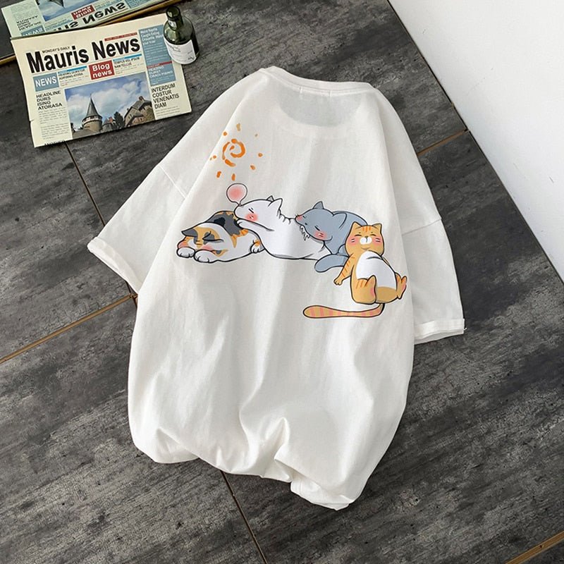 cute cat shirts in white color for trendy casual look