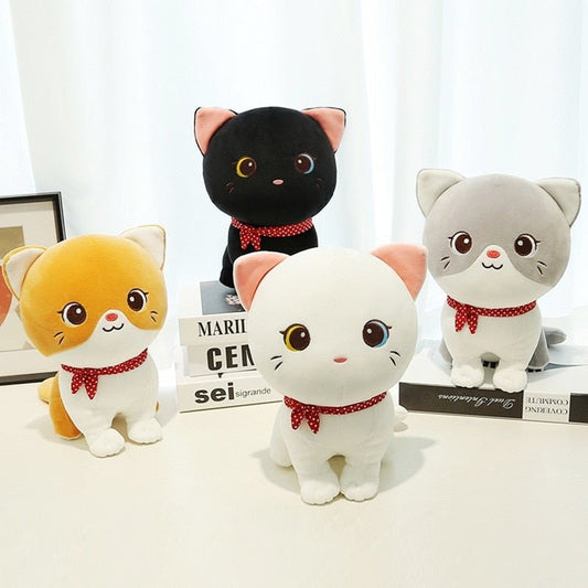 a collection of cute plushies of cats with different colors