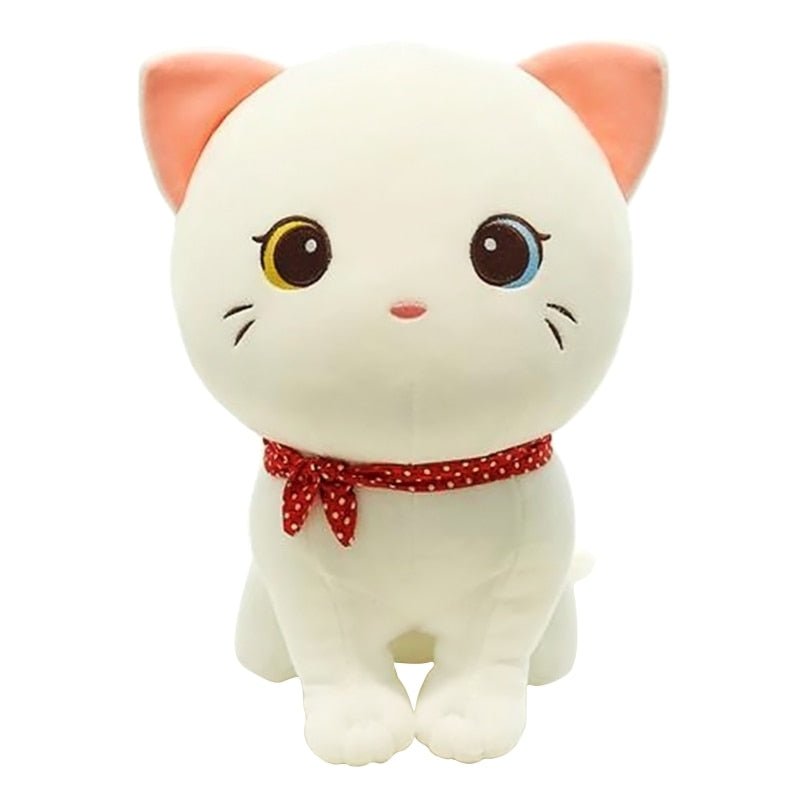 a white cat stuffed animal that is cute