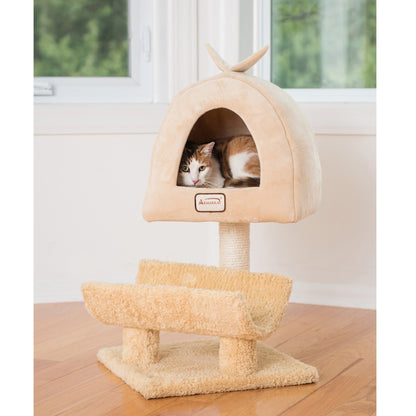 a small size deluxe cat tree in beige color