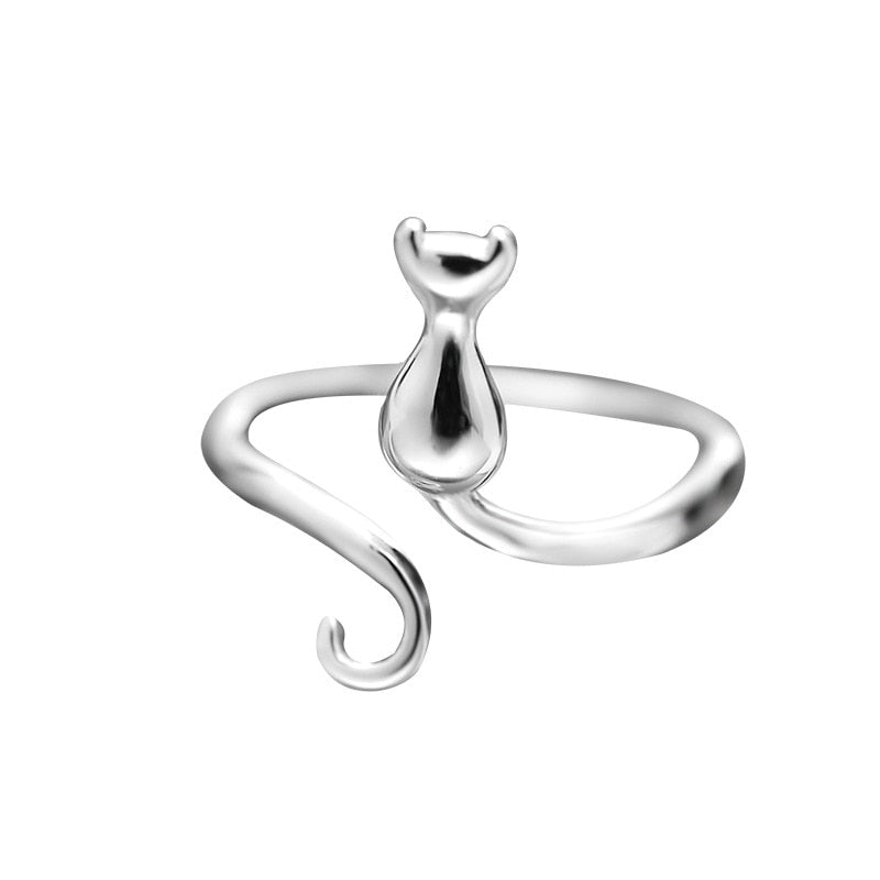 Stainless steel adorable cat ring