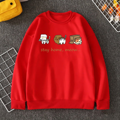 red color funny cat sweatshirts  with cute cat in box