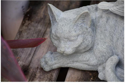 Stone color resin cat statue for outdoor