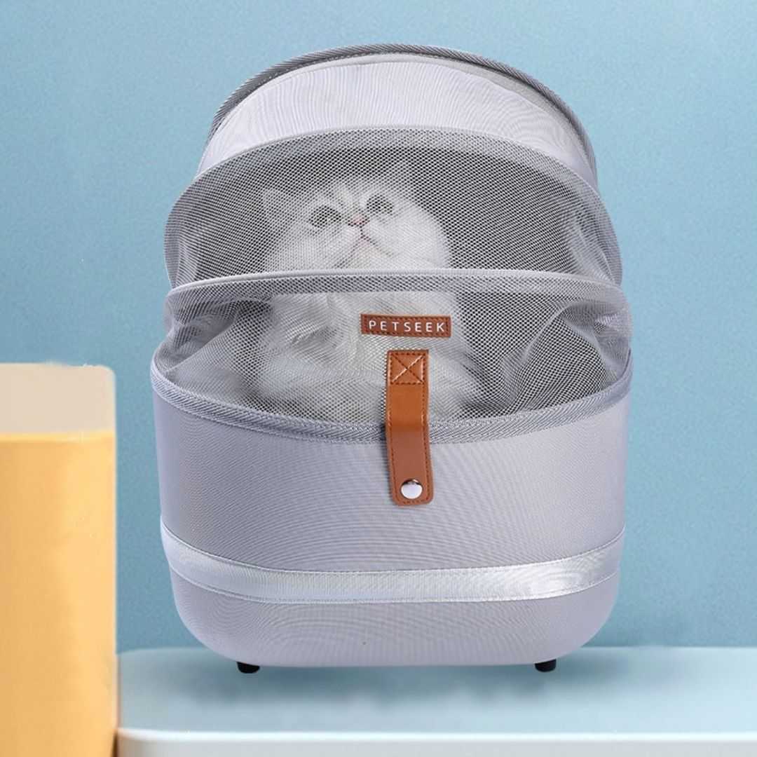 gray color foldable cat carrier
