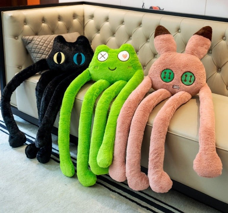 a giant cat plush with super long legs